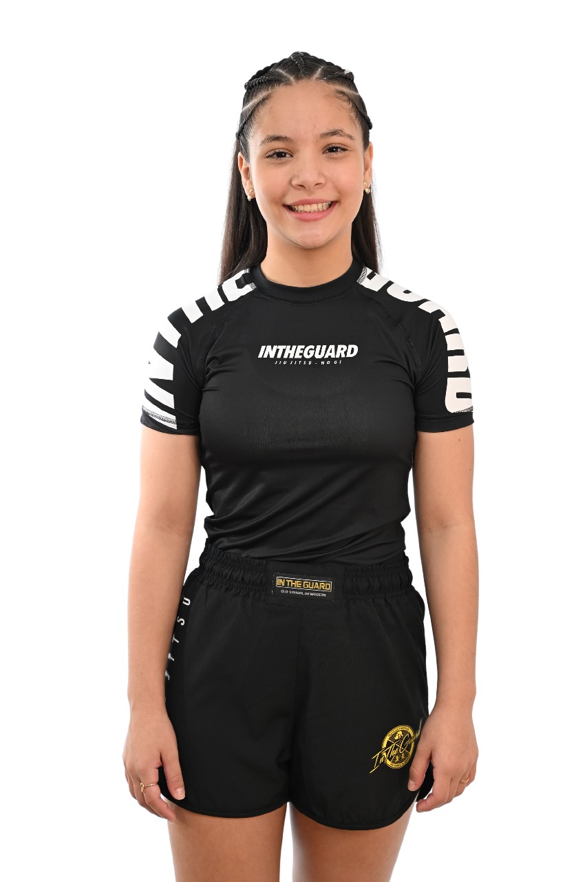 Rash Guard Infantil Feminina Cores de Faixas Preto 